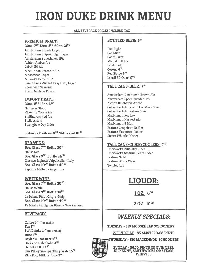 The Iron Duke on Wellington The Food Lover's Pub